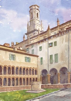 13 Verona - Chiostro Capitolare e Campanile del Duomo