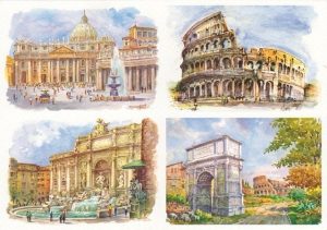 23 Quattro Immagini - Piazza San Pietro e Basilica, Il Colosseo, La fontana di Trevi, Arco di Tito e Colosseo