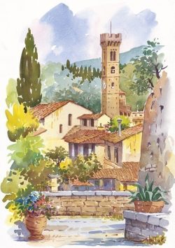 04 Fiesole - Il Campanile romantico da monte Ceceri