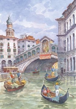 45 Venezia - In gondola al ponte di Rialto