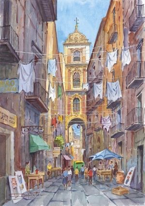 06 Napoli - Strada dei pastori e campanile di San Gregorio Armeno
