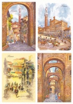 07 Quattro Immagini - Siena: Porta San Giuseppe, Corsa del Palio, Via della Galluzza