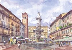 09 Verona - Piazza Erbe, fontana di Madonna Verona