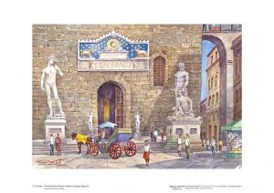 Poster 12 Firenze: Particolare del Palazzo Vecchio in piazza Signoria