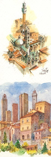 SL 16 Siena: Il Duomo, La Torre del Mangia - San Gimignano: Panorama